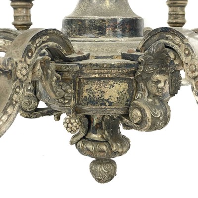 Lot 77 - An early 20th century silvered metal Marazin style six branch chandelier.