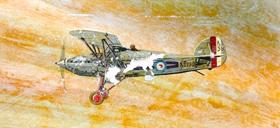 Lot 242 - Military Coldstream Guards and Hawker Aeroplanes artwork (x2) - total 3 items