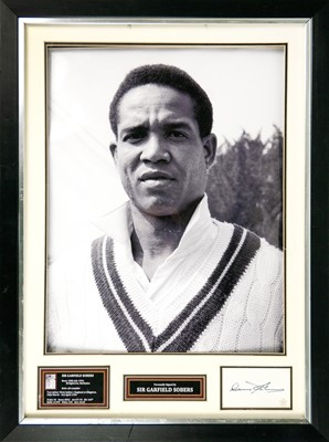 Lot 924 - Sir Garfield "Garry" Sobers framed and glazed photograph with separate signatures - cricket interest