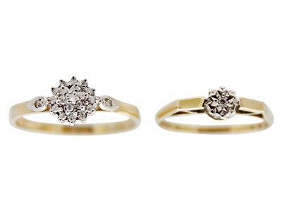 Lot 133 - Two 9ct diamond set rings.