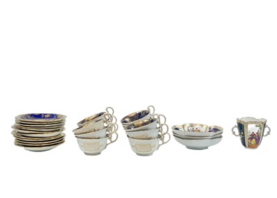 Lot 411 - An Aynsley bone china blue and gilt decorated tea set.