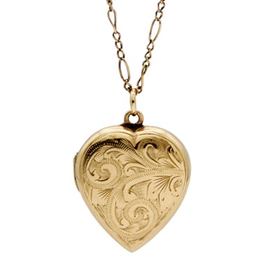 Lot 157 - A 9ct heart-shaped locket pendant necklace.