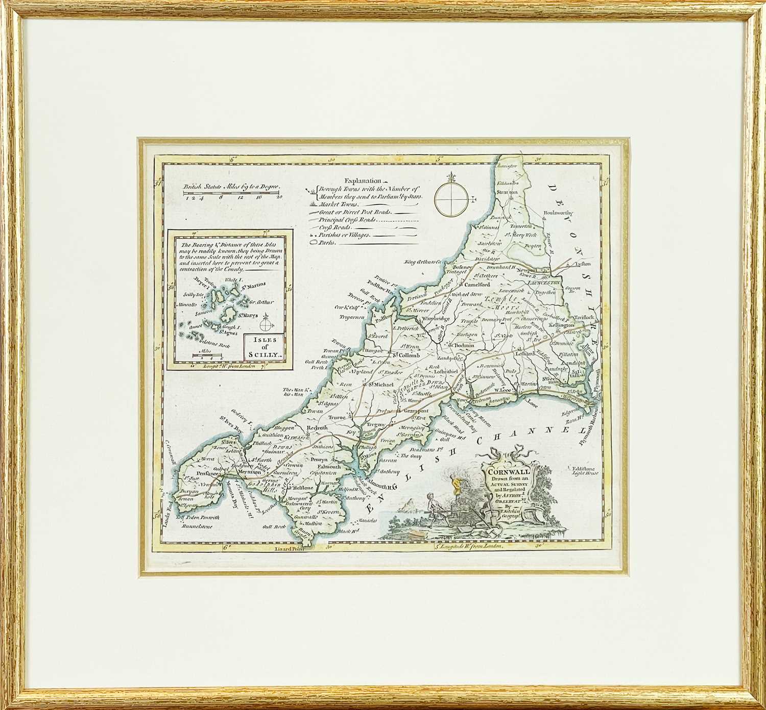 Lot 205 - (Cornwall) Two maps and an engraving.