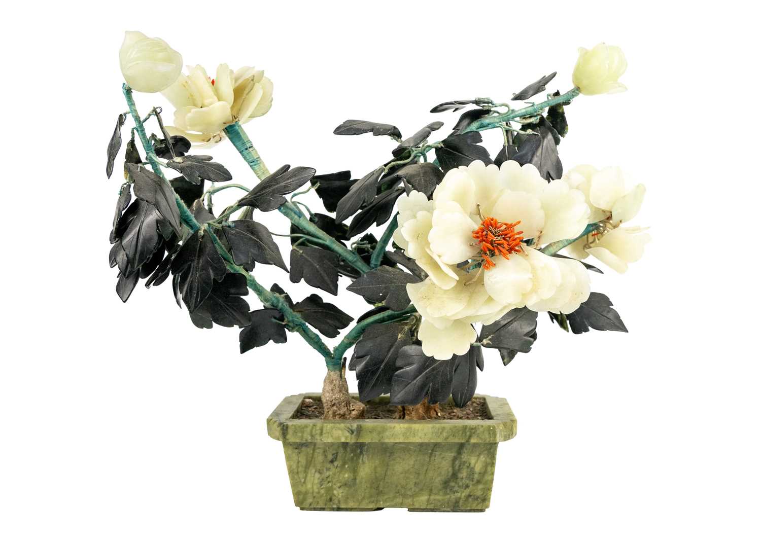 Lot 291 - A Chinese hardstone flowering plant, 20th century.