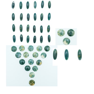 Lot 294 - A collection of loose Moss Agate Cabochon gemstones