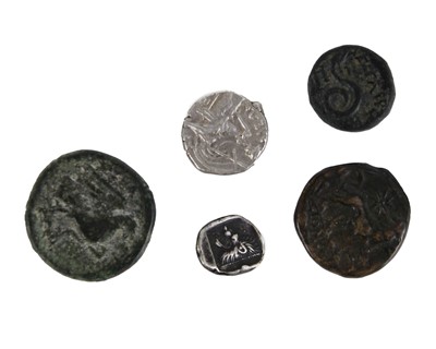 Lot 182B - Greek and other silver and bronze coins (x5)