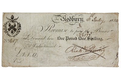 Lot 183K - Modbury one guinea banknote 1824