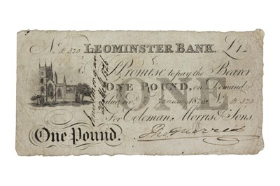 Lot 183M - Leominster Bank one pound note 1824