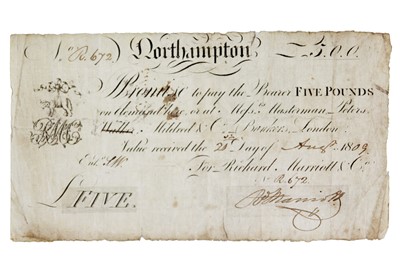 Lot 183N - Northampton five pound banknote 1809