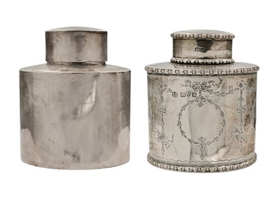 Lot 23 - Two small silver tea caddies and covers.