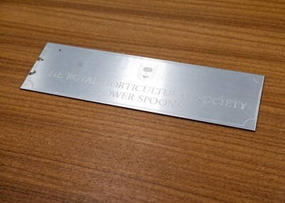 Lot 43 - A cased set of twelve silver royal horticultural society flower spoons.