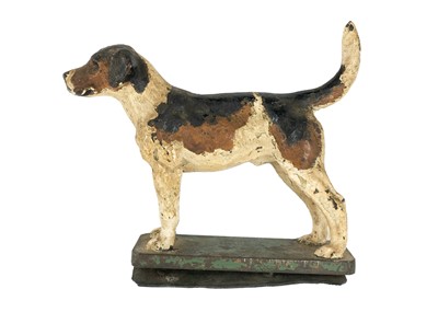 Lot 308 - A cold painted bronze hound car mascot.