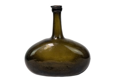 Lot 1236 - An unusual 18th century green glass bottle.