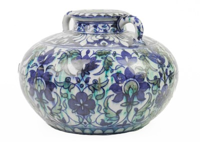Lot 2 - A Jaipur pottery martaban or pickle jar, India, 19th century.