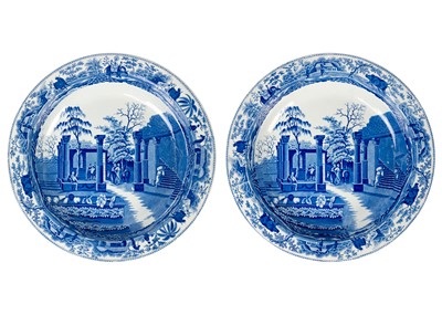 Lot 432 - A fine pair of very large Spode pearlware circular dishes.