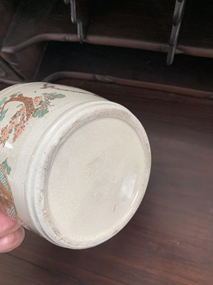 Lot 300 - A Japanese Satsuma pottery teoke water bucket, Meiji period.