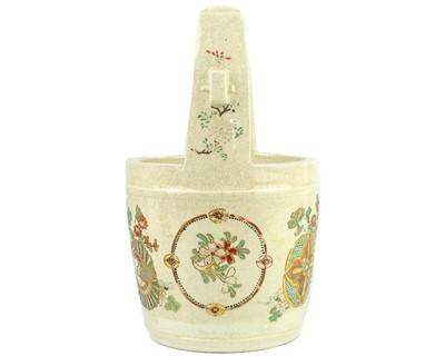 Lot 300 - A Japanese Satsuma pottery teoke water bucket, Meiji period.