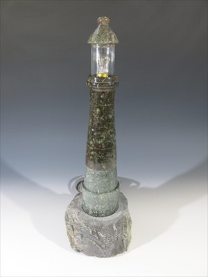 Lot 22 - A Cornish serpentine table lamp, modelled as a...