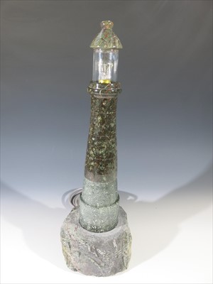 Lot 22 - A Cornish serpentine table lamp, modelled as a...