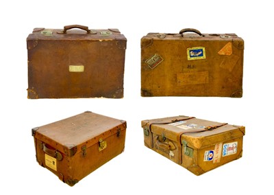 Lot 171 - Four leather travel trunks in various sizes.