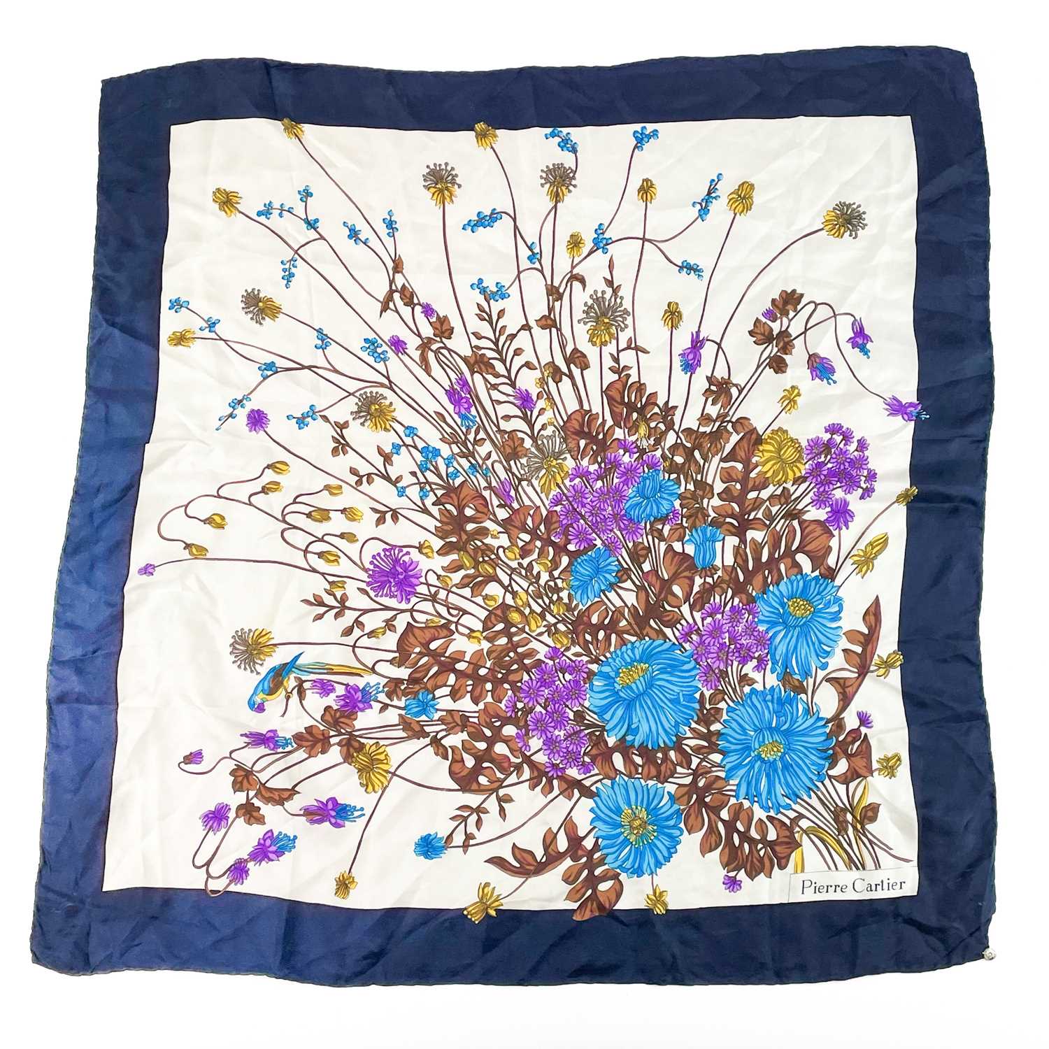 Lot 55 A silk Pierre Cartier scarf printed with a