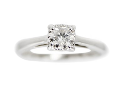 Lot 203 - A 9ct white gold certified 0.30ct diamond solitaire ring