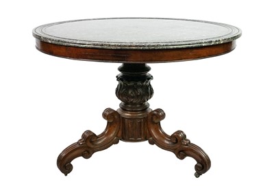 Lot 563 - A Victorian mahogany circular centre table with marble top.