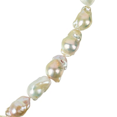 Lot 238 - An impressive string of large baroque pearl necklace with 9ct white gold ball clasp.