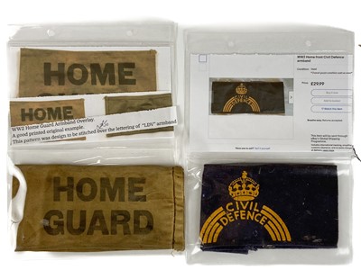 Lot 264 - World War 2 Home Guard and Civil Defence Armbands