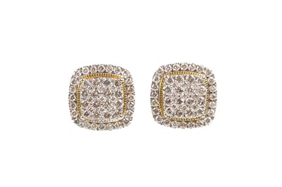 Lot 243 - A 9ct contemporary diamond set pair of cluster ear studs.