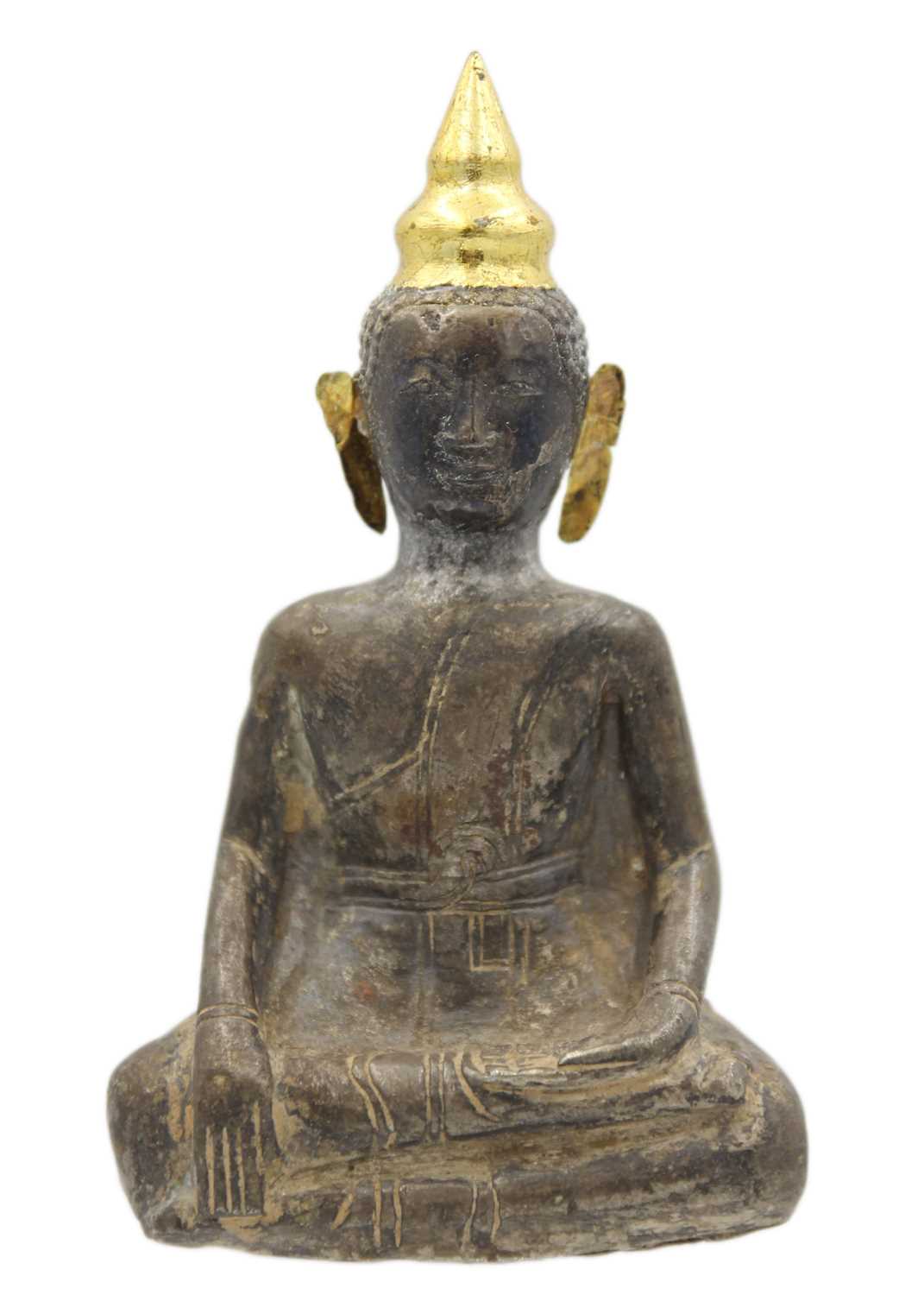 Lot 362 - A Chinese silver and wood Buddha, Qing Dynasty, 18th/19th century.