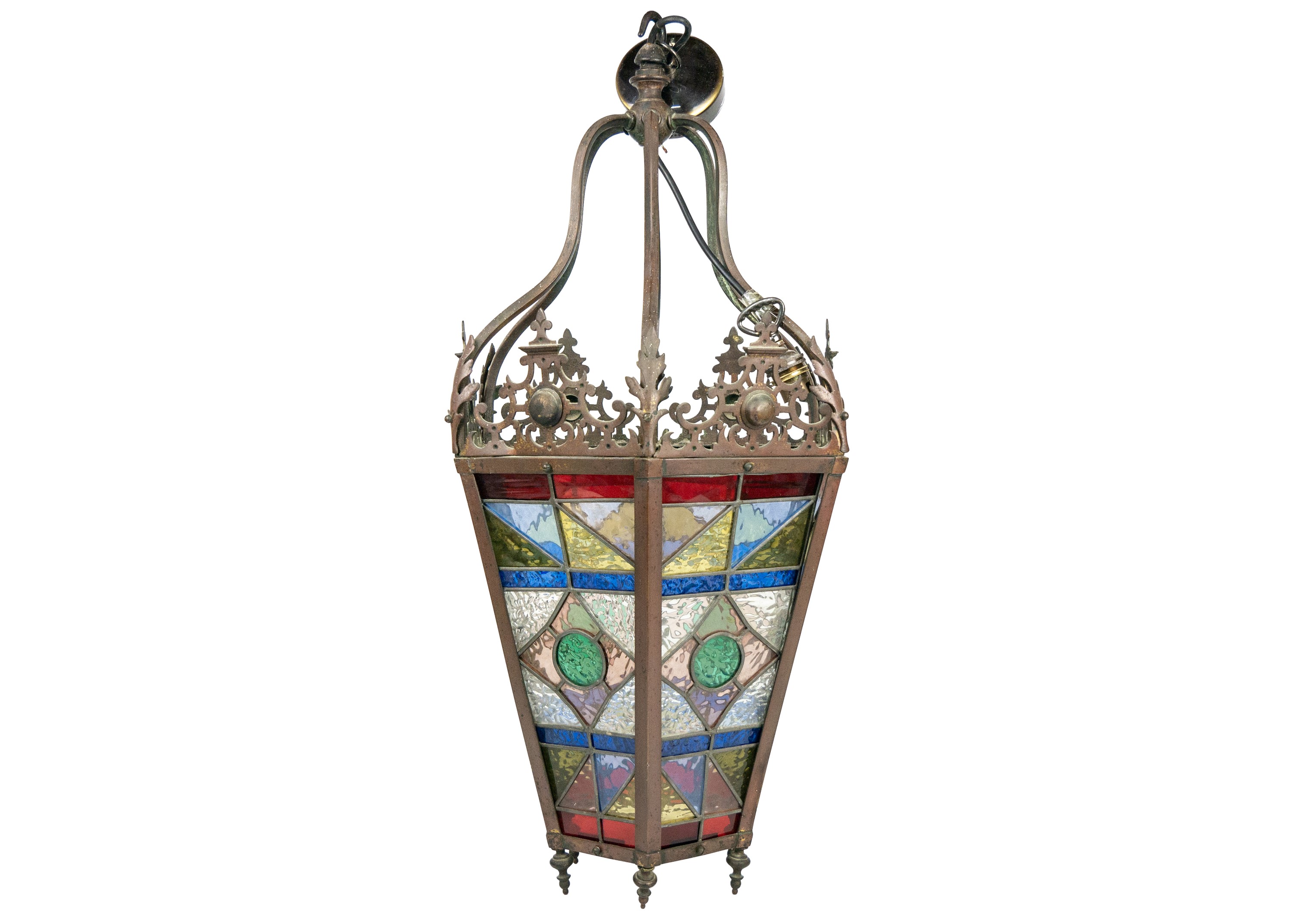 Lot 98 - A Victorian hexagonal stained glass hall