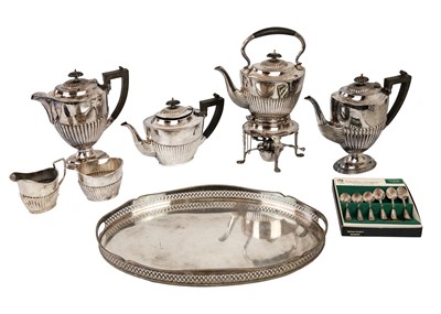 Lot 257 - An E.P.N.S. six piece half fluted tea and coffee set.