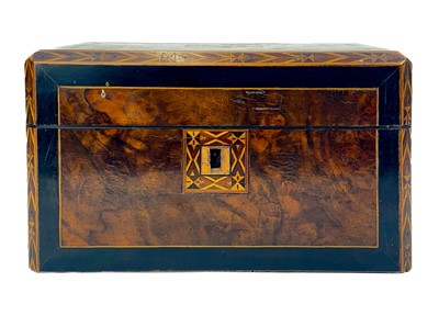 Lot 202 - A Victorian walnut and boxwood inlaid box.