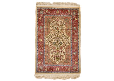 Lot 332 - A Hereke silk rug, West Anatolia.