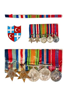 Lot 200 - WWII medal group of four and miniatures plus 1953 Coronation Medal and Badge