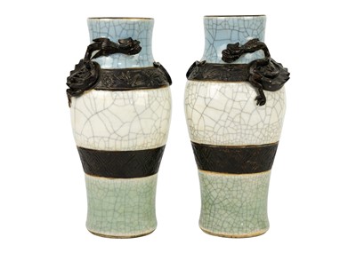 Lot 351 - A pair of Chinese crackle glaze vases, circa 1890.