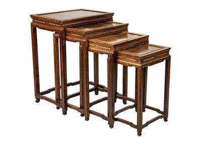 Lot 360 - A Chinese hardwood quartetto of tables, early 20th century.