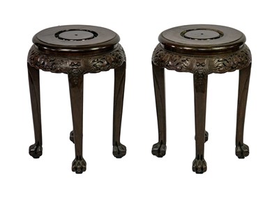 Lot 361 - A pair of Chinese hardwood vase stands, early 20th century