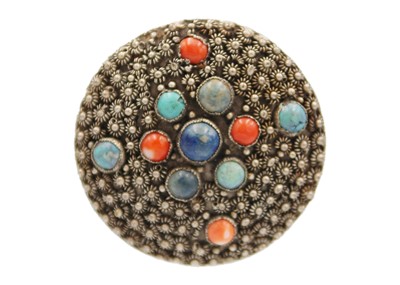 Lot 367 - A Chinese export silver filigree and enamel brooch, early/mid 20th century.