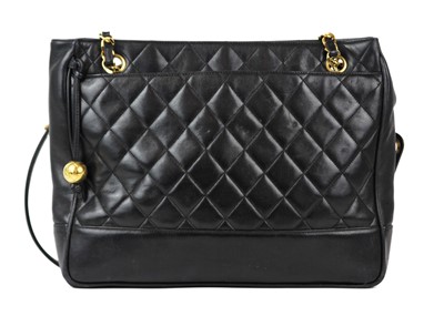 Lot 385 - A Chanel black quilted leather handbag, circa 1991-1994.