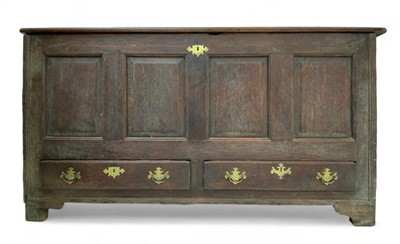 Lot 1083 - A large, 18th century oak mule chest