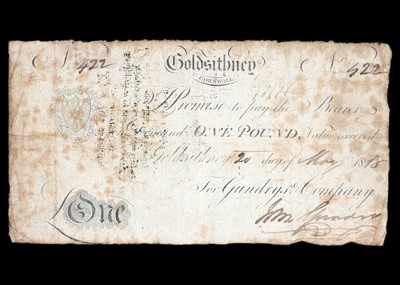 Lot 1 - Scarce Goldsithney, Cornwall  £1 banknote