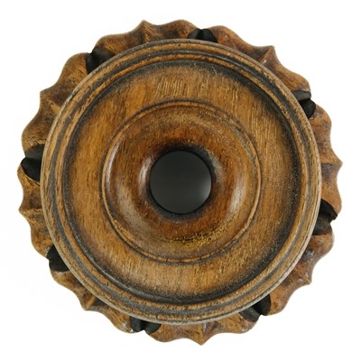 Lot 378 - A Chinese carved wood vase cover, late 19th/early 20th century.