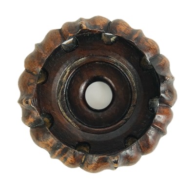 Lot 378 - A Chinese carved wood vase cover, late 19th/early 20th century.
