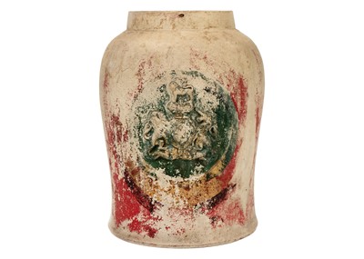 Lot 1263 - A 19th century earthenware shop tobacco jar with Royal Crest.