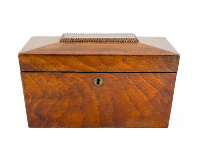 Lot 199 - A 19th century mahogany sarcophagus tea caddy.