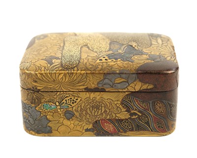 Lot 382 - A Japanese miniature lacquer cabinet, Meiji period.