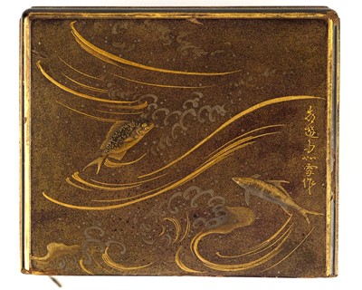 Lot 382 - A Japanese miniature lacquer cabinet, Meiji period.