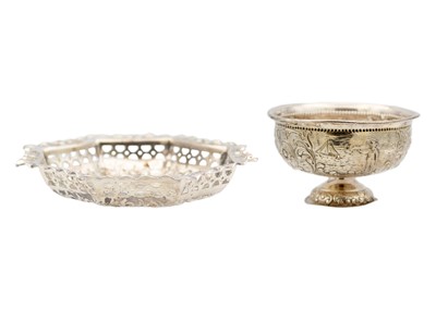 Lot 106 - A Victorian Dutch import sugar bowl and a Bon Bon dish by Elkington.